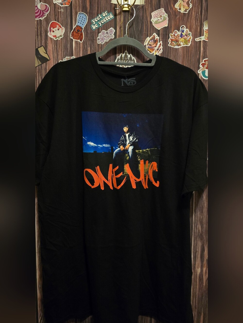 One Mic Nas  Black Graphic Tee